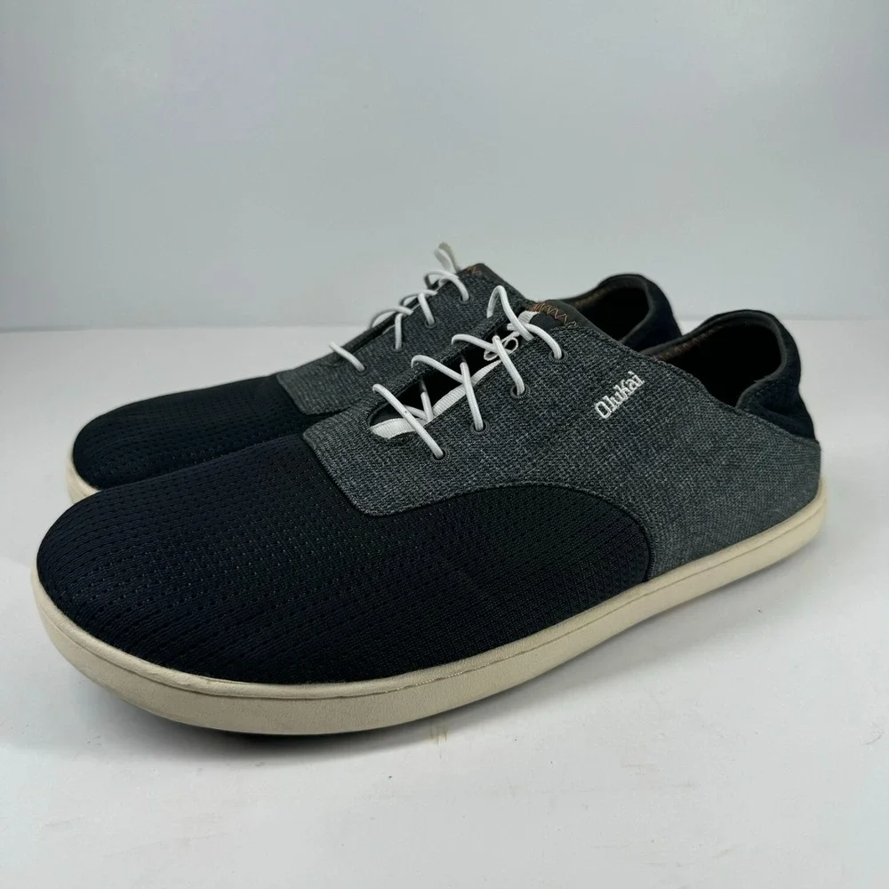 OluKai Nohea Moku Men's US 12 Dark Shadow Gray Mesh Slip-On Boat Shoe 10283-6C6C